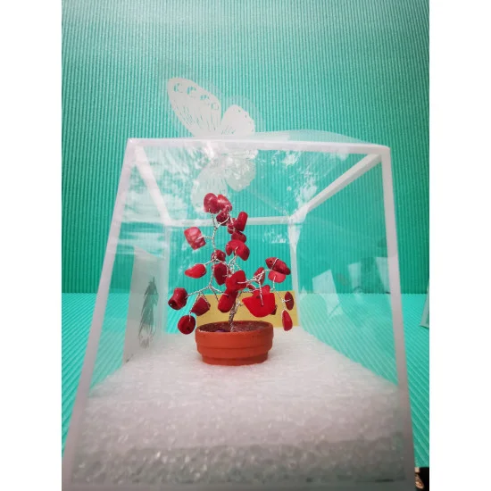 Copacel decorativ. Copacel bonzai cu chipsuri coral rosu, 31 si 50 pietre.