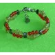 Bratara dubla din margele semipretioase hematit,carneol,peridot si margelute inox, pe sarma siliconata, avand inchizatoare lobster inox cu prelungitor 1 cm. Marime BRT439-1 hematit,carneol,peridot=16,5 cm,  