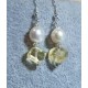Cercei din chipsuri mari citrin si perle naturale de cultura cu distantiere si tortite placate cu argint. CER035-1 =  4.5 cm, CER035-2 = 4.5  cm.