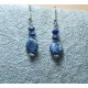 Cercei din pietre lapis lazuli cu distantiere si tortite placate cu argint. CER062-1 = 4 cm cu tortite cu tot, CER062-2 = 4 cm cu tortite cu tot