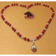 Colier cca 57+5 cm prelungitor placat cu argint . Margele fatetate din sticla, distantiere argint tibetan, margelute argintii placate cu argint. Confectionata manual pe sarma siliconata,inchizator lobster placat cu argint.