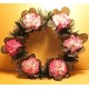 Coronita din brad artificial cu flori artificiale, dalii 10 cm,  diferite culori.