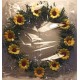 Coronita din brad artificial cu flori artificiale, floarea soarelui 4.5 cm. Diametru coronita 23-25cm. 