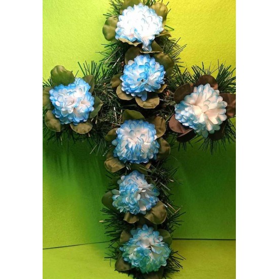 Cruciulita  cu flori artificiale 7-10 cm, dalii diferite culori. Diametru ccruciulita 25/35cm.