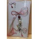 Martisor margele de sticla, perle de sticla, capacele argintii si aripi mici de ingeri.