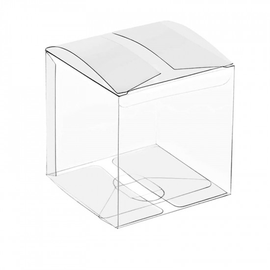 Cutii cu fund din  carton alb, capac plastic transparent. Dimensiuni 8x8cm, inaltime 3 cm.