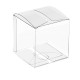 Cutii cu fund din  carton alb, capac plastic transparent. Dimensiuni 8x8cm, inaltime 3 cm.